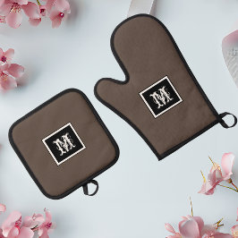 Minimalistisch Monogram Initiaal Eenvoudig Modern  Ovenwant & Pannenlap Set