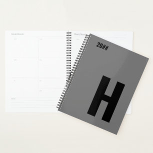 Minimalistisch monogram Initiaal grijs zwart Planner