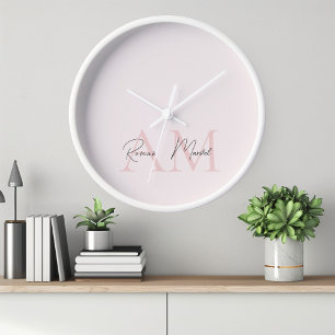 Minimalistisch Monogram Initiaal & Naam Pastel Roz