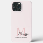 Minimalistisch Monogram Initiaal & Naam Pastel Roz Case-Mate iPhone Case (Achterkant)