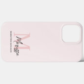 Minimalistisch Monogram Initiaal & Naam Pastel Roz Case-Mate iPhone Case (Achterkant (horizontaal))