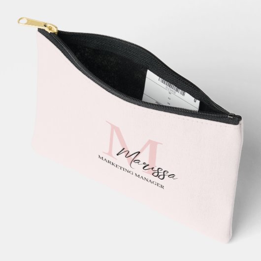Minimalistisch Monogram Initiaal & Naam Pastel Roz Etui (Open)