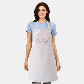 Minimalistisch Monogram Initiaal & Naam Pastel Roz Schort (Gedragen)