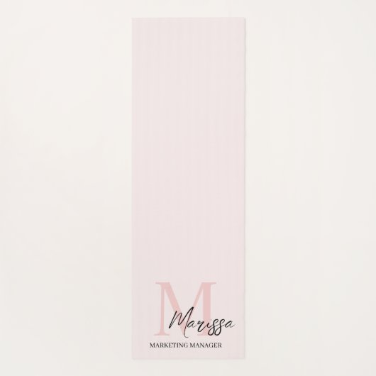 Minimalistisch Monogram Initiaal & Naam Pastel Roz Yogamat (Achterkant)