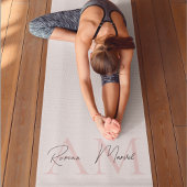 Minimalistisch Monogram Initiaal & Naam Pastel Roz Yogamat