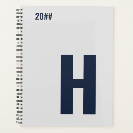 Minimalistisch Monogram Initiaal Silver Grey Blue  Planner (Voorkant)