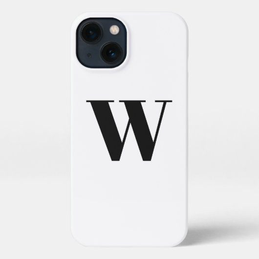 Minimalistisch monogram initiaal zwart-wit iPhone hoesje (Achterkant)