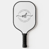 Minimalistisch Monogram Initialen Logo Zwart-wit Pickleball Paddle (Voorkant)
