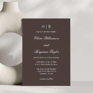 Minimalistisch Monogram Klassiek Koffie Bruiloft Kaart