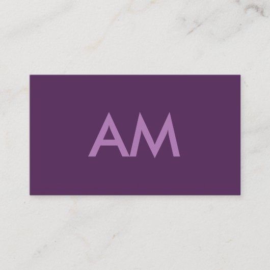 Minimalistisch monogram lavendel paarse achtergron visitekaartje (Voorkant)