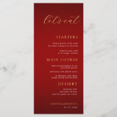 Minimalistisch Monogram Let's Eat Red & Gold Bruil Menu (Voorkant)