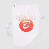 Minimalistisch monogram letter B koraal sinaasappe Golfhanddoek (Insitu)