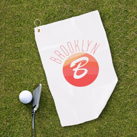 Minimalistisch monogram letter B koraal sinaasappe Golfhanddoek