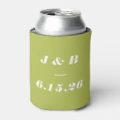 Minimalistisch monogram Limoen Chartreuse Weddensc Blikjeskoeler (Blikje Voorkant)