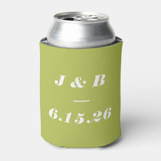 Minimalistisch monogram Limoen Chartreuse Weddensc Blikjeskoeler (Blikje Voorkant)