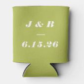 Minimalistisch monogram Limoen Chartreuse Weddensc Blikjeskoeler (Voorkant)