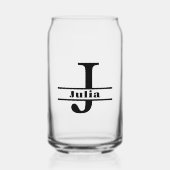 Minimalistisch monogram met letter J en aangepaste Blikvorm Glas (Voorkant)