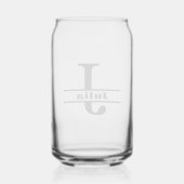 Minimalistisch monogram met letter J en aangepaste Blikvorm Glas (Achterkant)