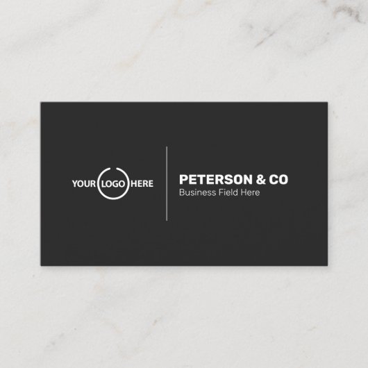 Minimalistisch Monogram met Logo op Donkergrijs Visitekaartje (Voorkant)