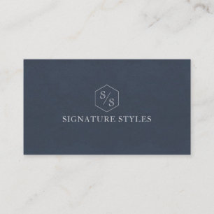 Minimalistisch Monogram Middernachtblauw Visitekaartje