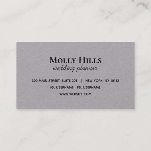 Minimalistisch monogram modern grijs Initiaal Visitekaartje (Achterkant)