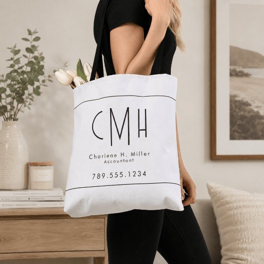 Minimalistisch Monogram Modern Professioneel Draagtas