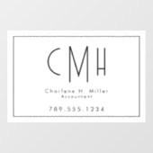 Minimalistisch Monogram Modern Professioneel Raamsticker (Vel)
