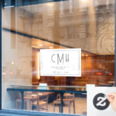 Minimalistisch Monogram Modern Professioneel Raamsticker (Cafe Raam)