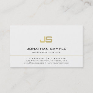 Minimalistisch monogram Modern White Gold Plain Visitekaartje