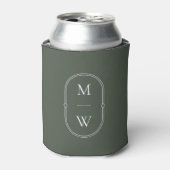 Minimalistisch Monogram Mos Groene Bruiloft Blikjeskoeler (Blikje Voorkant)