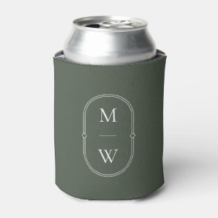 Minimalistisch Monogram Mos Groene Bruiloft Blikjeskoeler