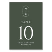 Minimalistisch Monogram Mos Groene Bruiloft Kaart (Achterkant)