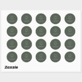 Minimalistisch Monogram Mos Groene Bruiloft Ronde Sticker (Vel)