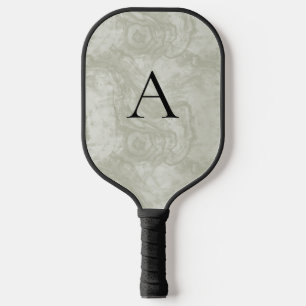 Minimalistisch Monogram Moss Green Wood Grain Pickleball Paddle