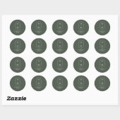 Minimalistisch Monogram Moss Groen Bruiloft Dank u Ronde Sticker (Vel)