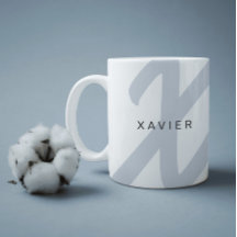 Minimalistisch Monogram & Naam Elegant Blauw Grijs