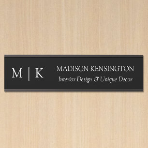 Minimalistisch monogram of Logo Business Black toe Deurbordje