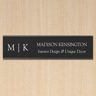 Minimalistisch monogram of Logo Business Black toe Deurbordje