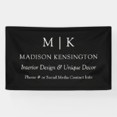 Minimalistisch monogram of Logo Business Black toe Spandoek (Horizontaal)