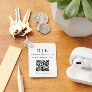 Minimalistisch monogram of Logo Business QR Code t Sleutelhanger