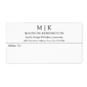 Minimalistisch monogram of Logo Business Shipping Etiket (Voorkant)