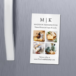 Minimalistisch monogram of voeg Logo 4 Foto's toe Magnetisch Visitekaartje