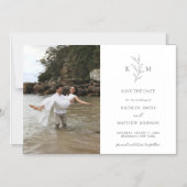 Minimalistisch Monogram Olijfblad Save the Date Magnetische Uitnodiging (Voorkant)