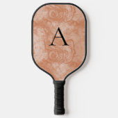 Minimalistisch Monogram Oranje Houtkorrel Pickleball Paddle (Voorkant)