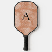 Minimalistisch Monogram Oranje Houtkorrel Pickleball Paddle (Achterkant)