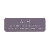 Minimalistisch monogram Paars retouradres Etiket (Voorkant)