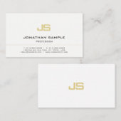 Minimalistisch monogram platte plaat Modern White  Visitekaartje (Voorkant / Achterkant)