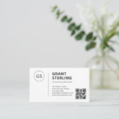 Minimalistisch monogram professionele QR-code Visitekaartje (Staand voorkant)