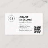 Minimalistisch monogram professionele QR-code Visitekaartje (Voorkant)