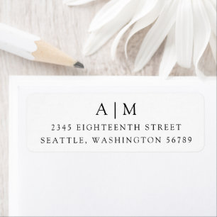 Minimalistisch monogram retouradres zwart-wit etiket